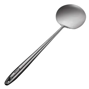 316 Stainless Steel Cooking Shovel Kitchen Spatula Thickened One-Piece Long Handle Rounded Spoon Shovel Cookware Tool