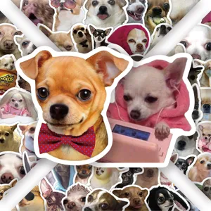 60pcs Cute Chihuahua Stickers Waterproof Vinyl Decals for Laptop Water Bottle Case