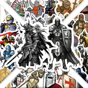 50pcs medieval knight stickers pack vinyl waterproof graffiti decals for luggage laptop case
