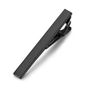 Pince a cravate classique en metal noir pour homme, belle finition polie elegante.