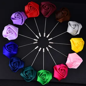 Colorful fabric rose lapel pins brooches for wedding groom suit tuxedo accessories.