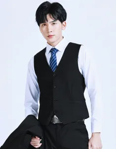 Chaleco de traje negro para hombre elegante chaleco de negocios para boda y eventos formales.