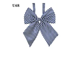 Pajarita a rayas azul y blanco para uniforme profesional, elegante accesorio de cuello azafata.