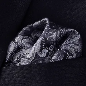 Zwarte paisley pochet voor heren suit formele trouw tuxedo zakdoek elegante borstdoek