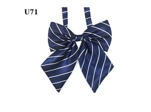 Clásico pajarita a rayas azul marino para uniforme, elegante accesorio formal de satén.