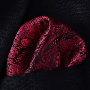 Heren rood zwart paisley pochet pak zakdoek formele borstzak accessoire stijlvol