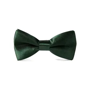 Classic dark green satin bow tie for kids, elegant and stylish accessory for formal events.