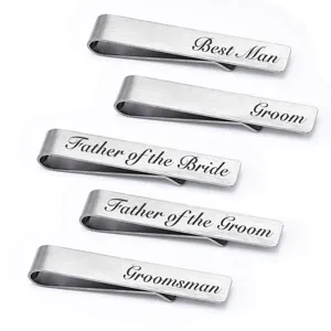 Stainless Steel Tie Clip Laser Engraved Wedding Groom Groomsman Best Man Tie Pin Business Men Suit Accessories
