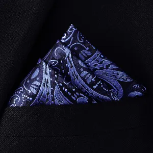 Klassieke blauwe paisley pochet voor heren pak smoking zakdoek accessoire detail