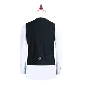 Chaleco de traje negro para hombre corte entallado elegante chaleco formal con correa trasera