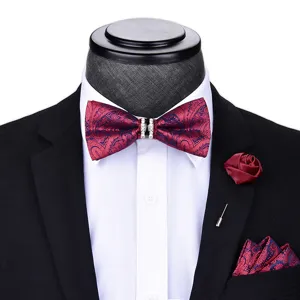 Uomini Matrimonio Farfalla fazzoletto da Taschino Spilla Set Confezione Regalo Business Sposo Abito Formale Farfalla Accessori Strass