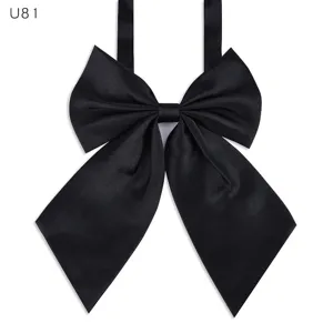 Pajarita negra de cinta para uniforme de mujer, accesorio formal para personal de