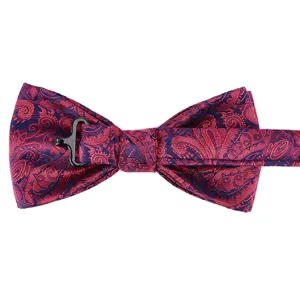 Farfallino Rosso Paisley Uomo Matrimonio Formale Smoking con Cinturino Regolabile Vista Principale