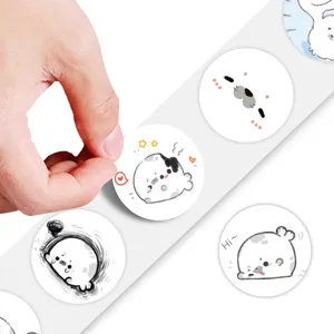 Cute cartoon seal sticker roll for journaling, diary, water bottle, and crafts decoration.
