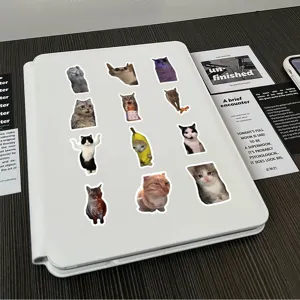 Lustige Katzen Meme Aufkleber für Laptop und Koffer, niedliche Emoji Aufkleber 100Stk