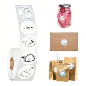 500pcs Roll Cute Seal Stickers Cartoon Animal Decals for Journal Diary Decor and Sealing Packaging