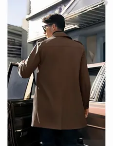 Trench da uomo al ginocchio doppiopetto, giacca casual autunno primavera stile strada.