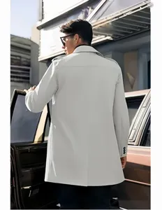 Cappotto trench bianco casual da uomo lungo doppiopetto elegante abbigliamento autunno