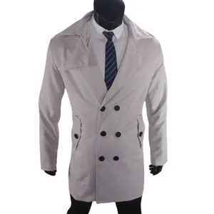 Trench da uomo doppio petto lunghezza media casual capispalla elegante cappotto autunno.