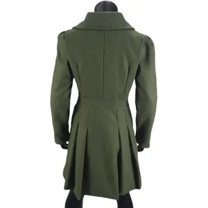 Cappotto lungo in lana verde da donna giacca invernale elegante con doppio petto