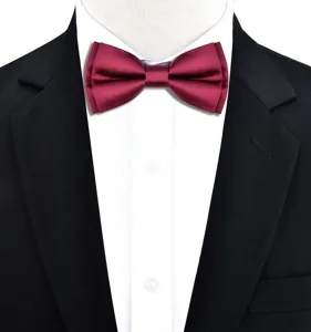 Nœud papillon bordeaux double couche plat pour homme mariage costume d'affaires