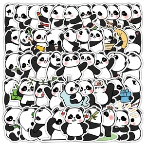 Süßer Großer Panda Cartoon Graffiti Aufkleber Wasserdichte PVC Abziehbilder Für Wasserflasche Gitarre Laptop Koffer Auto