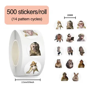 500Stk/Rolle lustige Affen Meme Aufkleber Rolle, dekorative Tagebuch Deko Sticker