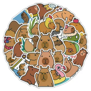 60pcs cute cartoon capybara stickers waterproof vinyl decals for laptop water bottle luggage