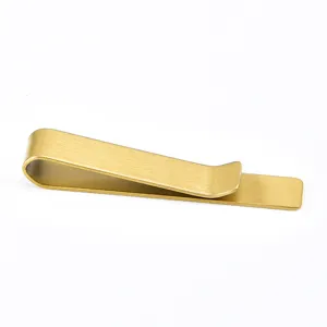 Stainless steel gold tie clip for men, classic brushed metal finish, sleek minimalist design.