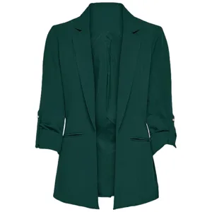 Women's Casual Blazer Long Sleeve Open Front Lapel Pocket Long Cardigan Suit Jacket Polyester Commuting Office Outerwear