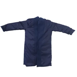 Men's long navy blue woolen coat open front single breasted stylish winter jacket apparel.