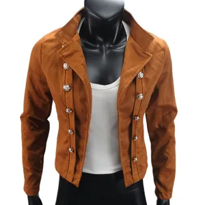 Damen Herbst Winter braune Jacke Cardigan Blazer mehrere Knöpfe Detail Ansicht.