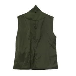 Women solid color sleeveless vest casual outerwear high collar zip up jacket back view