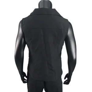 Women black solid sleeveless vest back view detail stylish casual outerwear apparel