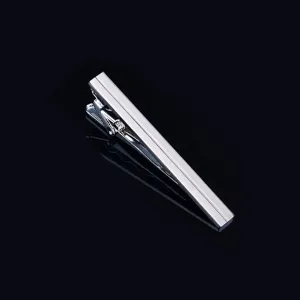 Classic silver metal tie clip for men, minimalist 6cm business necktie bar accessory.