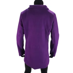 Dames lange wollen jas paars winter warm elegante effen kleur jack achterkant detail