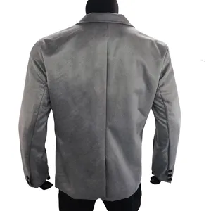 Herren Freizeitgrau Anzugjacke, einfarbiger Business Blazer, Ansicht der Detailseite.