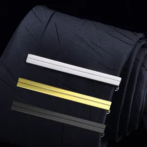Men's Business Copper Tie Clip Simple Geometric Strip Tie Pin Fashion Metal Necktie Clasp Suit Accessories