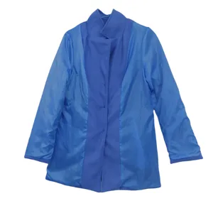 Blauwe wollen damesjas vest stijlvolle buitenkleding met opstaande kraag voor herfst