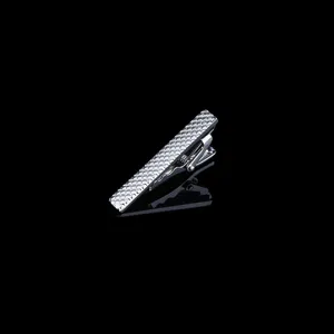 Zilveren metalen dasclip voor heren korte mode grid textuur elegant accessoire