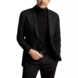 Men black casual suit jacket stylish slim fit blazer business wear outdoor clothing