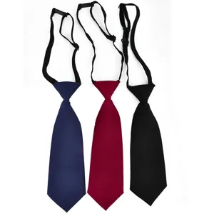 Solid Color Children Tie Pre-Tied Elastic Necktie Kids Boys School Performance Party Neckwear Polyester Accessory