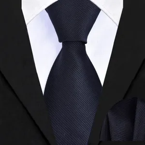 Men's business formal tie and pocket square set featuring textured twill fabric detail.