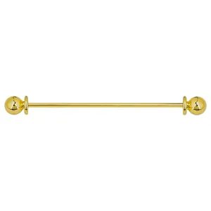 Gold tone metal shirt collar bar detail showing the spherical ends and elegant pin design.