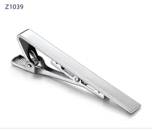 Classic silver metal tie clip for men, elegant polished design for business formal suits.