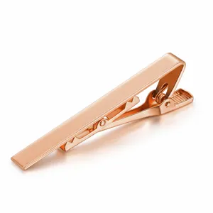 Rose gold copper tie clip for men, elegant electroplated metallic finish with classic design.