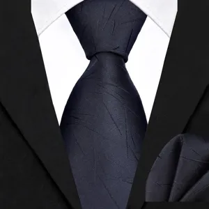 Men's business formal suit tie two-piece set with matching pocket square for professional look.