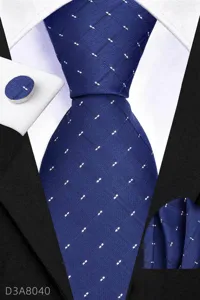 Men business blue tie set detail, patterned necktie pocket square cufflinks for men