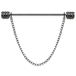 Detailed view of men metal shirt collar pin and chain accessory for stylish formal wear