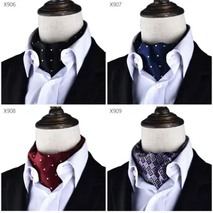 Men silk ascot tie classic polka dot geometric suit neck scarf business formal neckwear wholesale